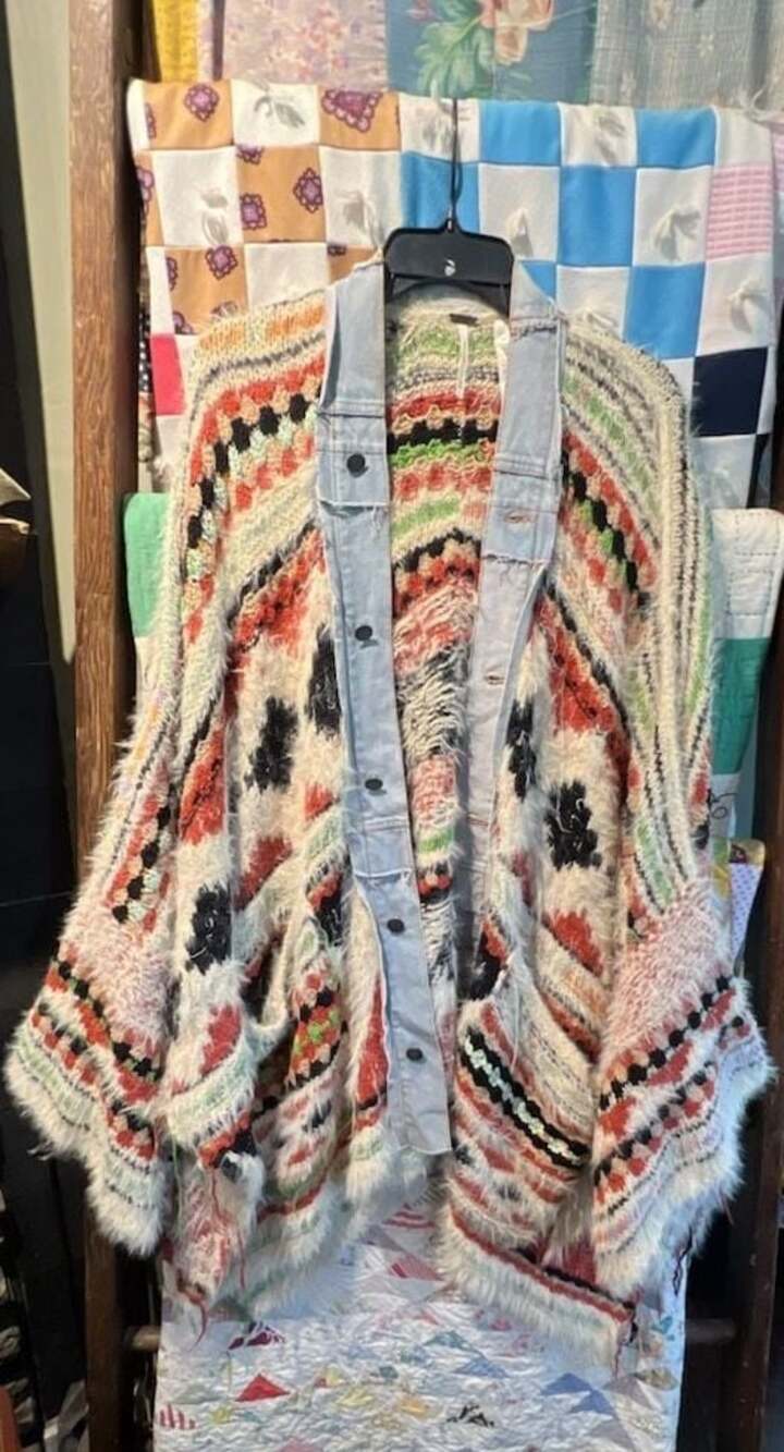Free People Running Wild Poncho Desert Combo Sweater Cardigan Knit M/L